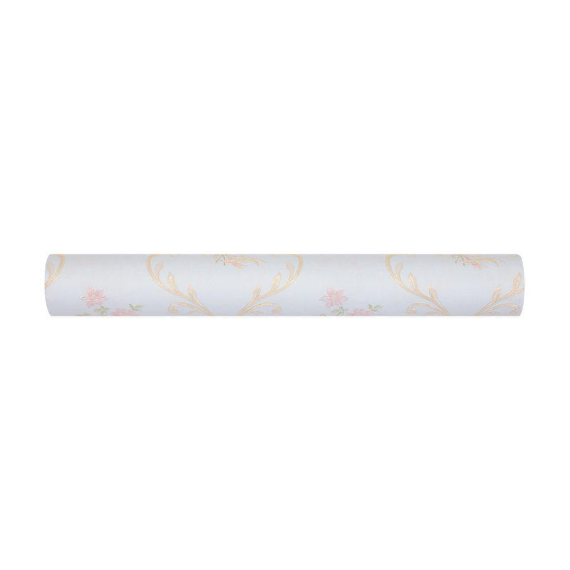 Non-Pasted Non-Woven 3D Embossed Wallpaper Roll, Pink/White