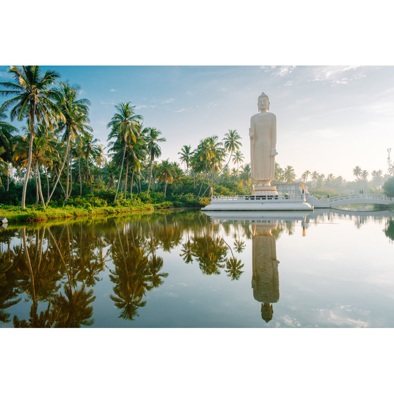 Tsunami Statue At Sunrise - Wrapped Canvas Print, 30cm H x 46cm W x 3.8cm D