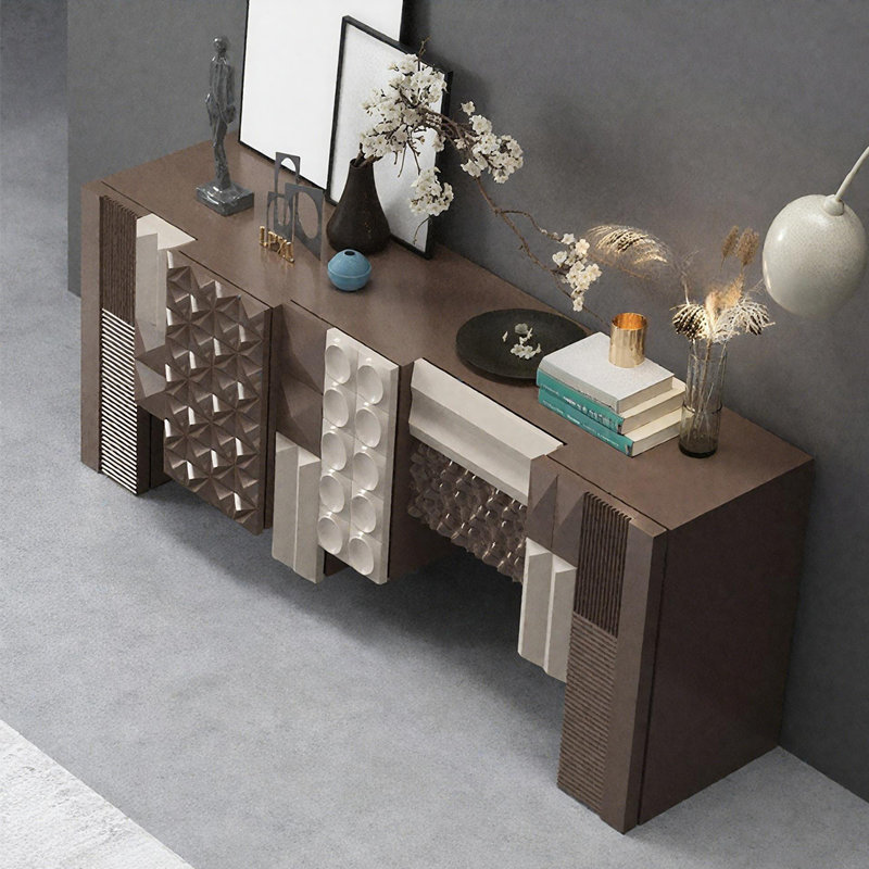 Console Modern Minimalist Art Design, H 31,5 po x l 70,87 po x P 15,75 po, Brun