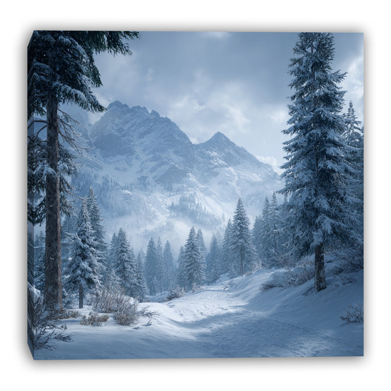«Mountain Pines in Winter Light», art mural sur toile tendue, H 30 po x l 30 po