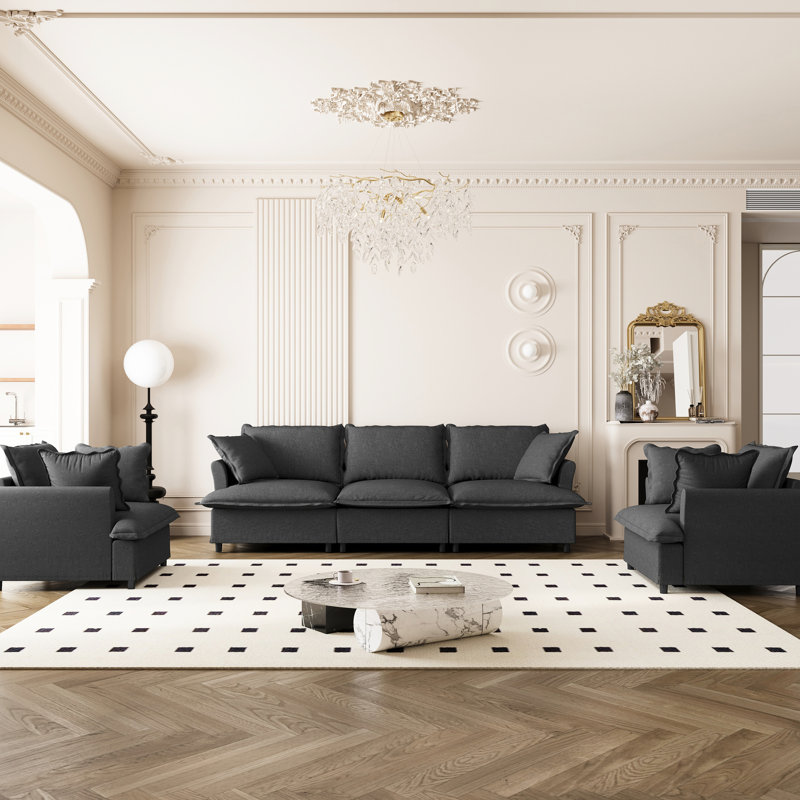 3 fauteuils 3 places et 2 fauteuils, canapé modulaire en chenille modulaire, mobilier de salon à 5 places pour différents espaces, pieds confortables de différents décors,