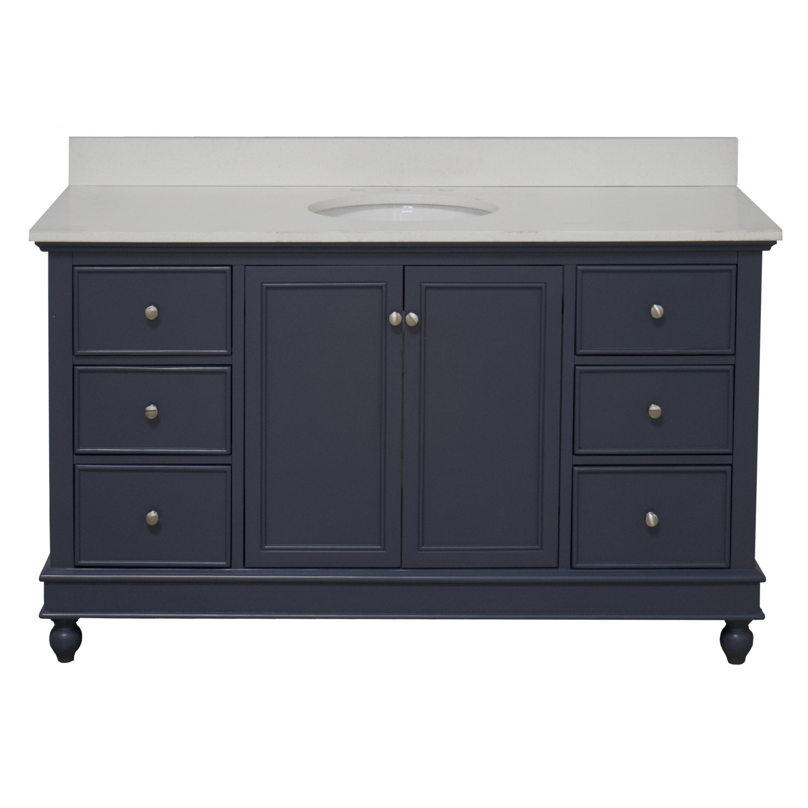 Ferdinand 60'' Single Bathroom Vanity, Quartz, Marine Gray
