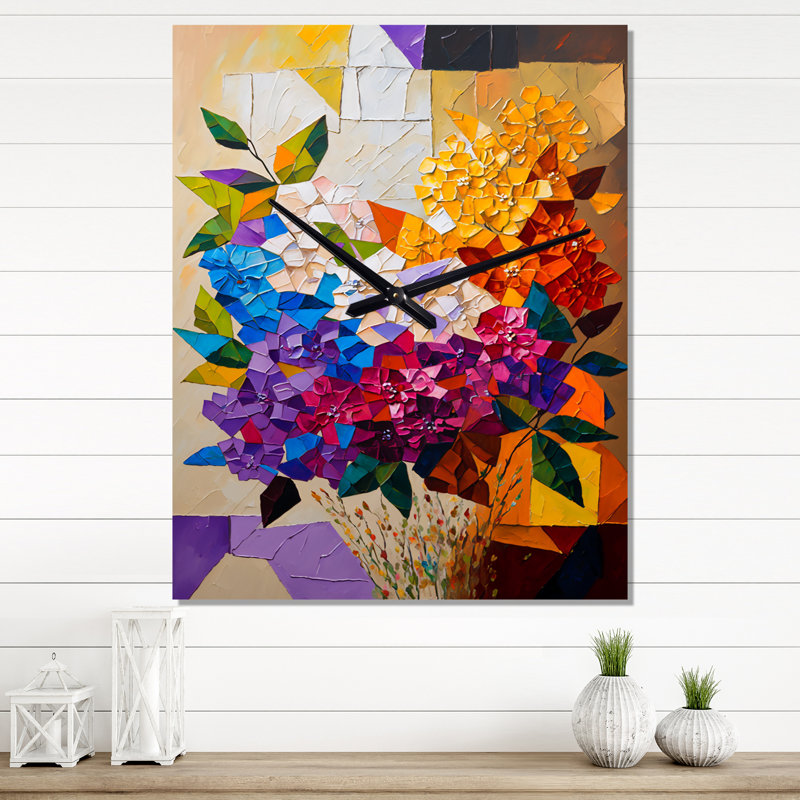 Jernice - Horloge murale bouquet floral, Grand