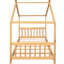 Lit plateforme simple naturel avec thème maison. Fabrication pour la chambre à coucher dans la conception. Pin et. Mobilier spacieux