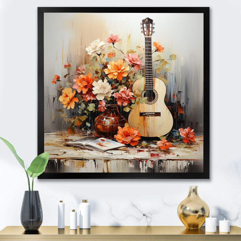 Country Music Melody 2 - musique, art mural, Cadre photo noir, H 16 po x l 16 po x P 1 po