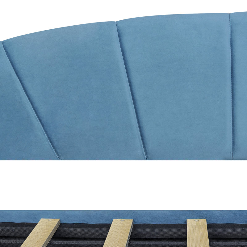 Twin Size Daybed With Two Drawers And Enticing Upholstery - Blue Wood Slat Upholstered In, Blue