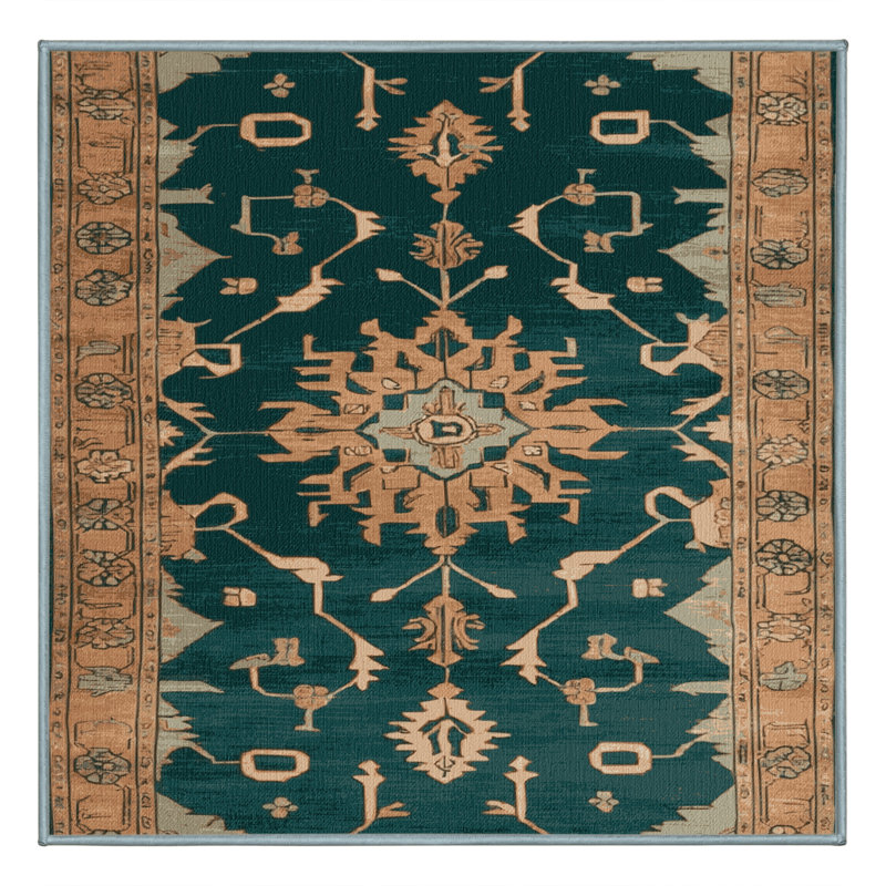 Machine Washable Overdyed Blue Area Rug, Square 3'