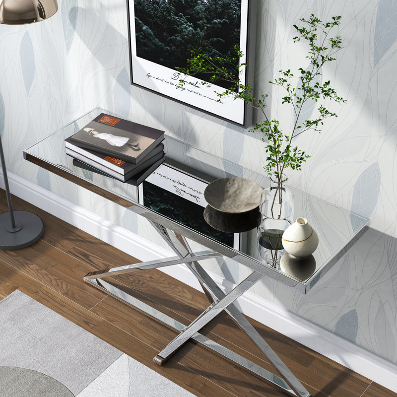 Ashaz 47.25'' Glass Top Console Table