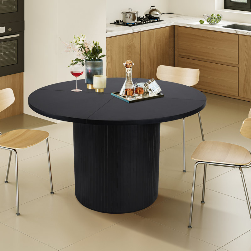 Cuji 47'' Round Pedestal Dining Table, Black
