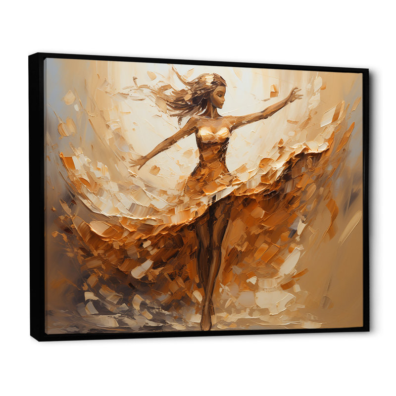 «Coffee Beans Woman Ballet», reproduction d'art sur toile, Cadre flottant noir, H 34 po x l 44 po