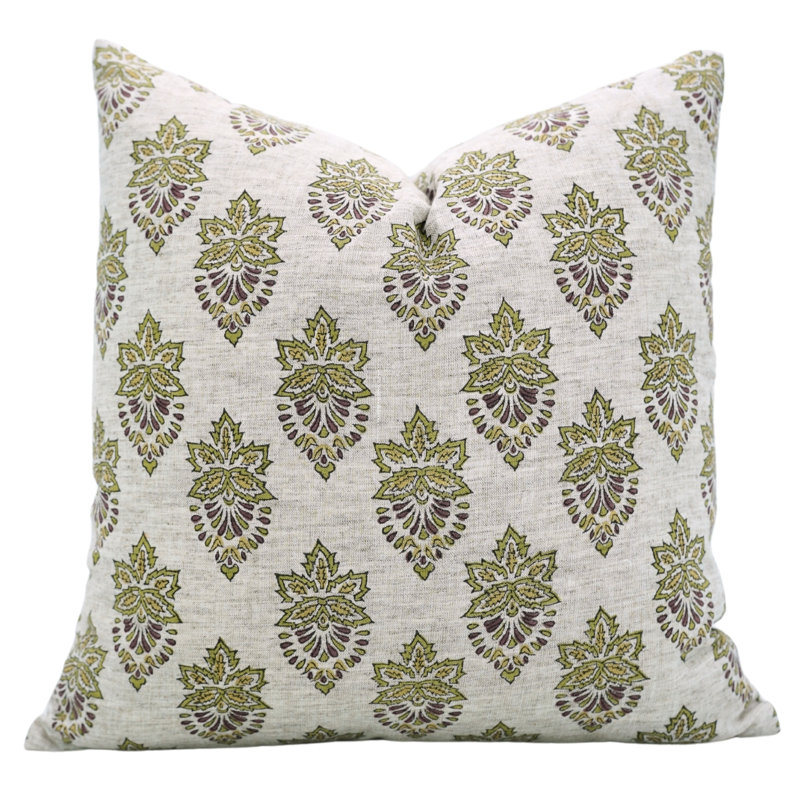 Fabdivine Artistic Handmade Block Print Throw Pillow Cover- Samrat, 12"H x 20"W