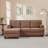 3-Seater Linen Sofa with Storage Armrest & Storage Ottoman - Brown-1263141366