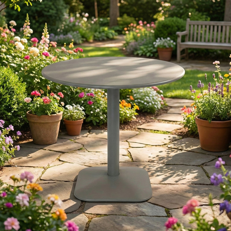 Round Metal Dining Table, Grey