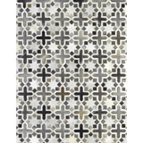 Florentina Cowhide Geometric Area Rug in Ivory/Gray