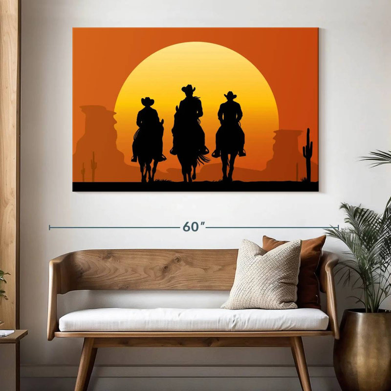 Cowboys Lelar sur des chevaux, H 34 po x l 51 po