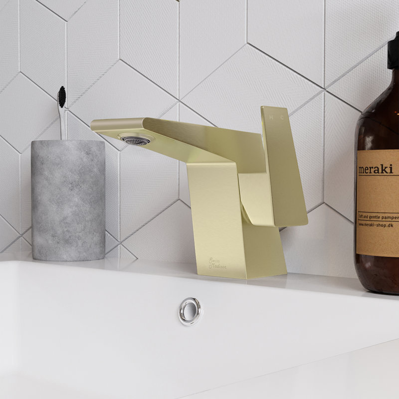 Carre Single Hole, Single-Handle, Bathroom Faucet, Brushed Gold