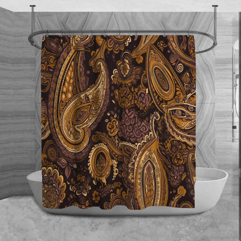 Rideau de douche à motif cachemire Jurlean, H 93 po x l 70 po