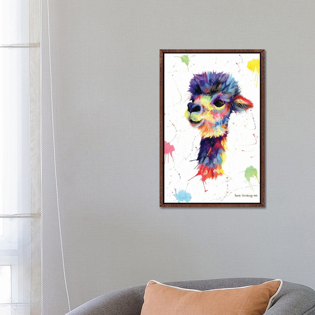 Multicolor Alpaca von Sarah Stribbling - Galerie-verpackte Leinwand Giclée auf Leinwand