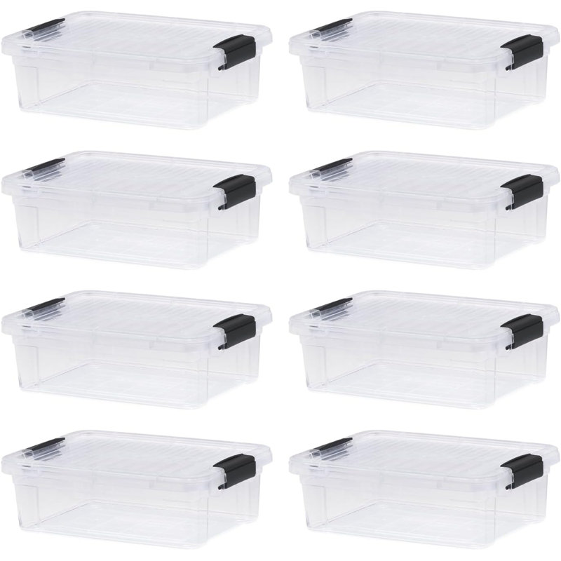Ensemble de 8 bacs de rangement transparents Latitude Run® avec couvercles en plastique pour la maison, 4,5 pte