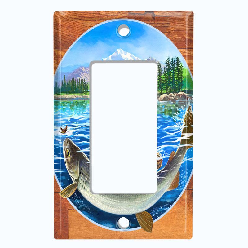 Plaque murale trophée pêche lac gris