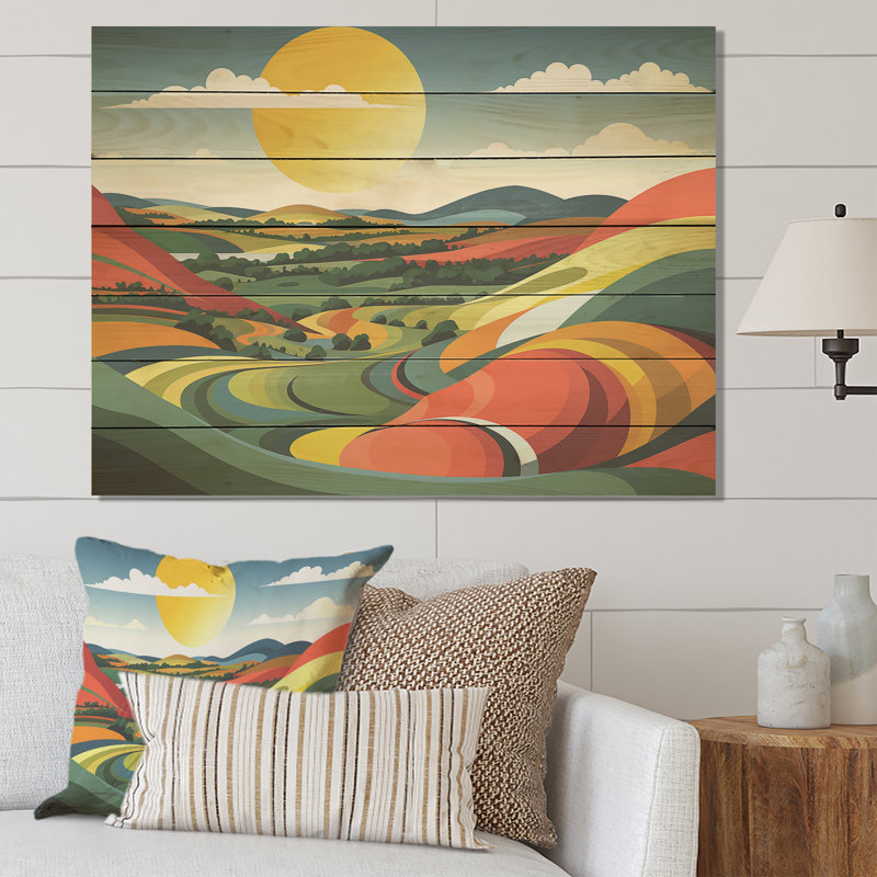 Multicolore «Bold Country Side Landscape I», prairie sur bois, H 24 po x l 32 po