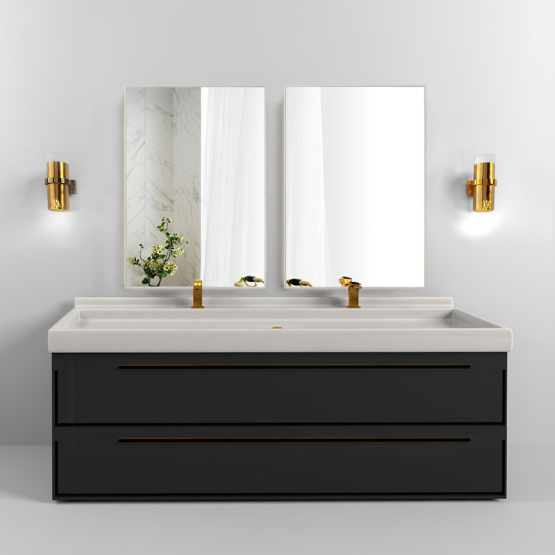 Idina Aluminum Framed Rectangle Wall Bathroom Mirror, 38" H x 26" W x 0.86'' D, White