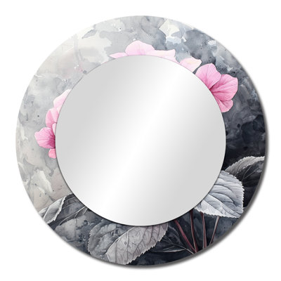 Soft Pink Hydrangea In Greyscale I - Floral Mirror Wall Art - Printed On Metal
