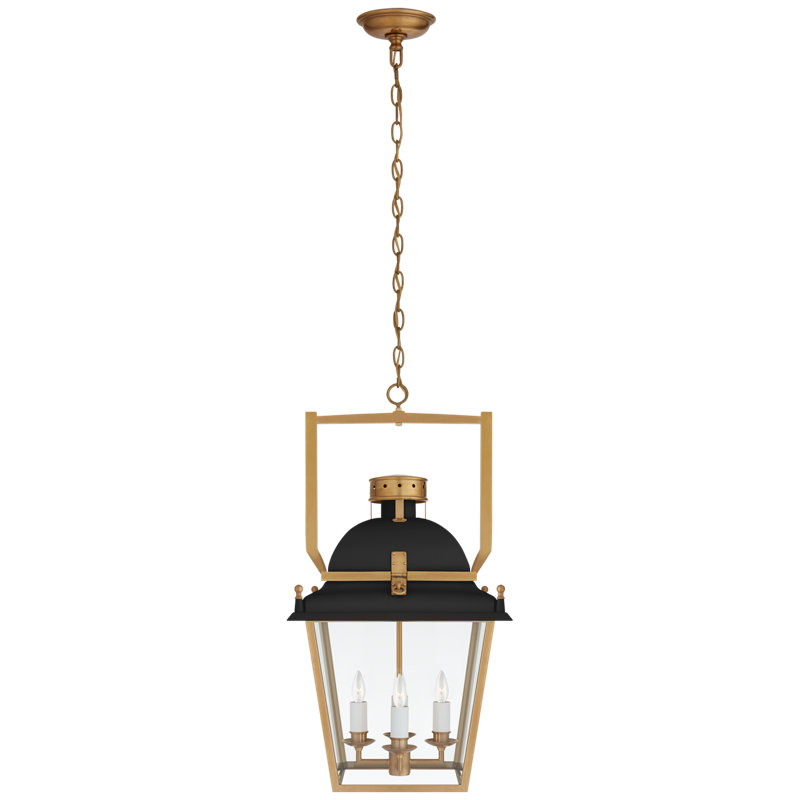 Chapman & Myers Coventry Lantern, Matte Black/Gold, 27.25" H x 14" W x 14" D