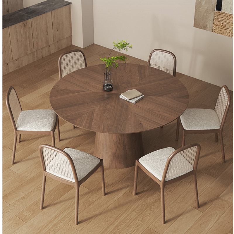 Ensemble de table de salle à manger ronde en bois massif de style rétro, H 29,5 po x L 53 po x l 53 po
