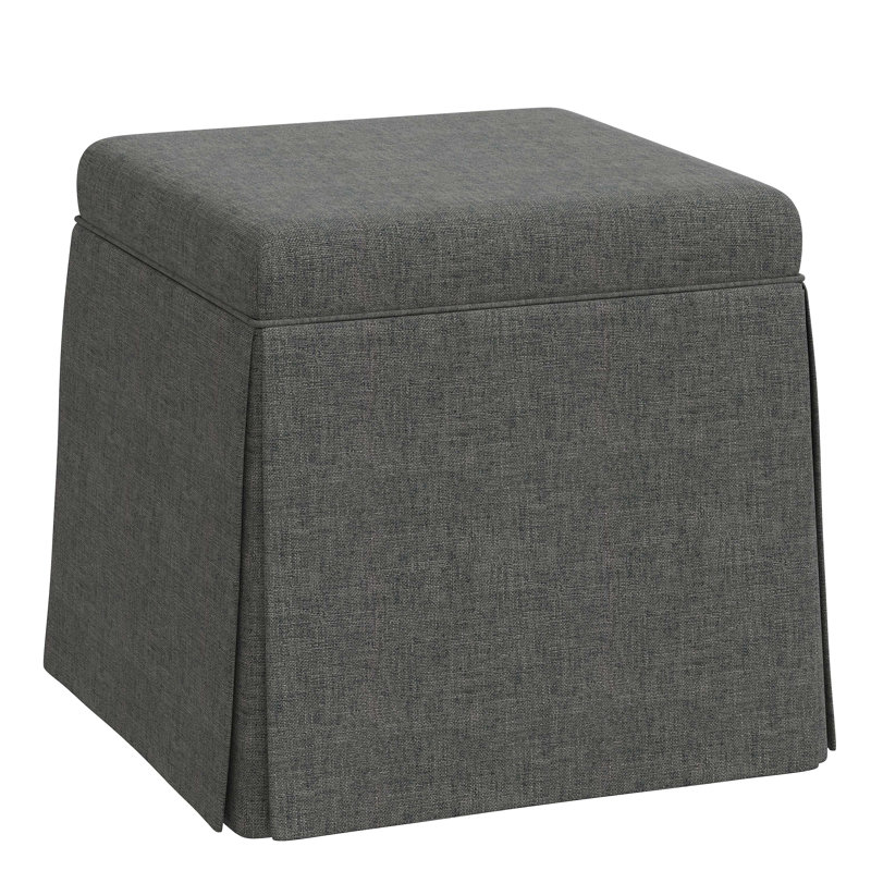 Repose-pieds avec rangement Bash, Lin texturé gris anthracite Zuma