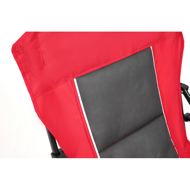 High Back Heavy Duty Lawn Chair Supports 250LBS, Portable Collapsible Chair With Cup Holder, Red, Red