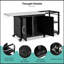 Chariot de barbecue 76,6 po avec armoire de rangement et abattant en acier, table de préparation pour îlot de cuisine extérieur