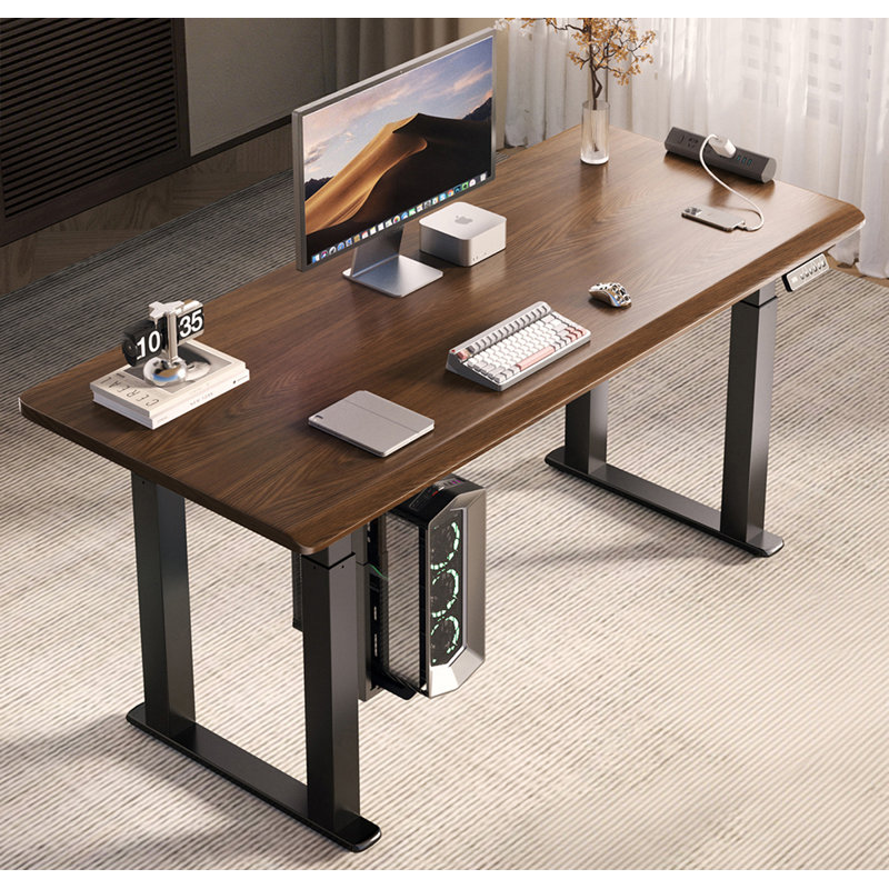 Solid Wood Electric Height Adjustable Standing Desk, 28.35" H x 55.12" W x 27.56" D