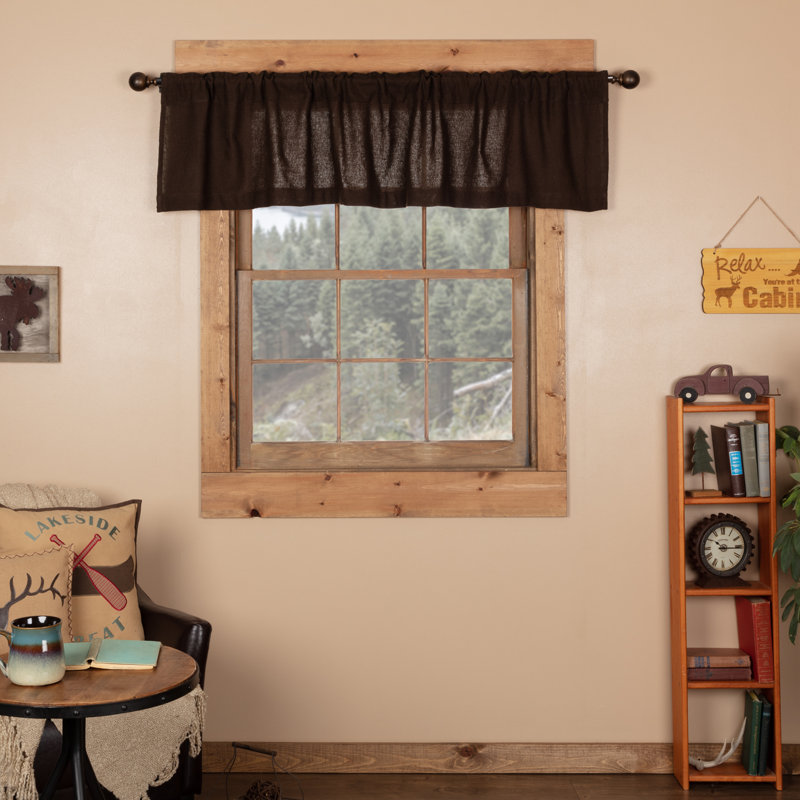 Roxane Cotton Tailored Window Valance, Brown, 72" W x 16" L