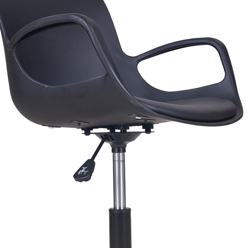 Office Chair With Wheels Task Chair Adjustable Swivel Seat With Fixed Arm Faux Leather Pad Work Computer Desk Chairs Vanity Chairs For Home Office