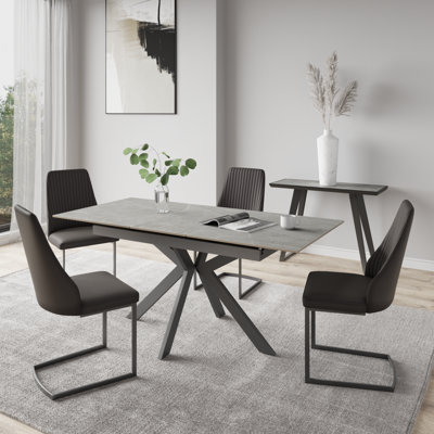 Extendable Metal Base Dining Table