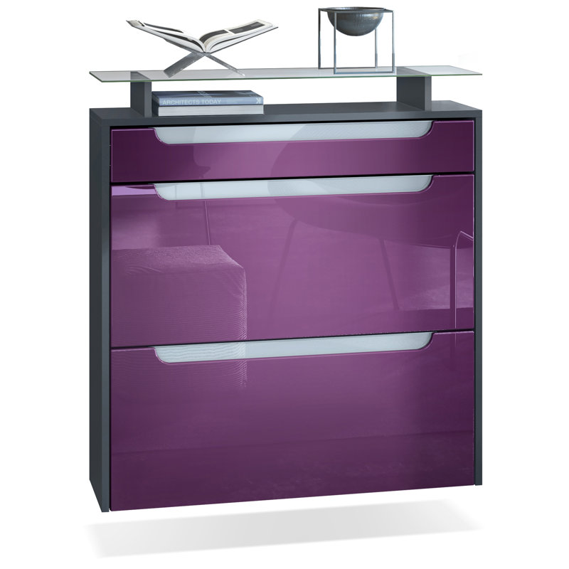 Afjol 16 Pair Shoe Storage Cabinet, Purple/White