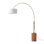 Tambo Arc Floor Lamp - Dark Walnut Wood Finish, Weathered Brass, Tambour base, White Linen Shade, Di