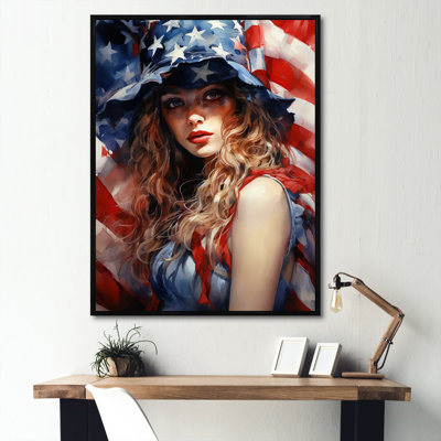 American Spirit Woman Us Flag II - Flag USA Wall Art