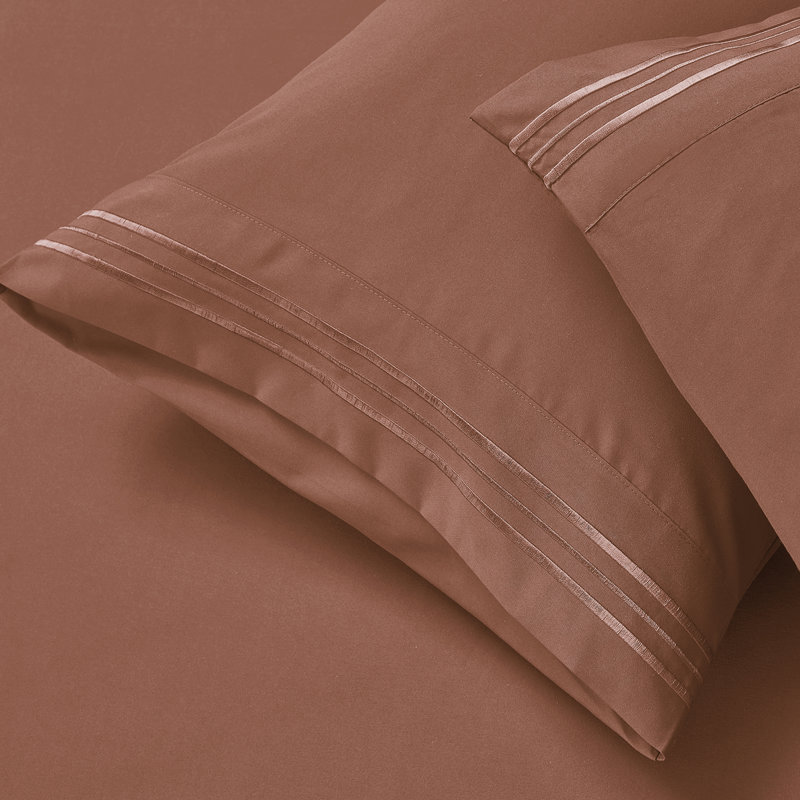  Ensemble de draps hypoallergéniques à double brossage 1800 Series, Ensemble de draps pour très grand lit avec 2 taie