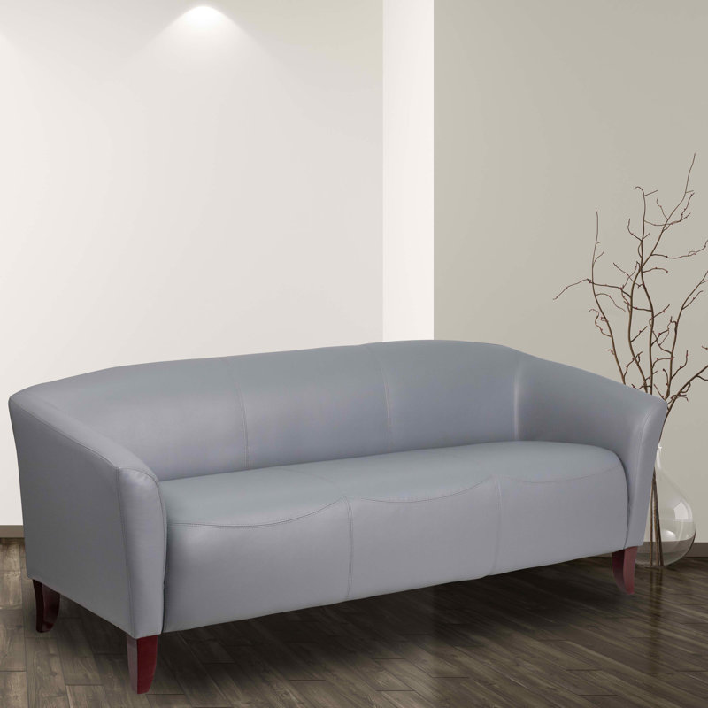 HERCULES Imperial Series LeatherSoft Sofa with Cherry Wood Feet, Grey