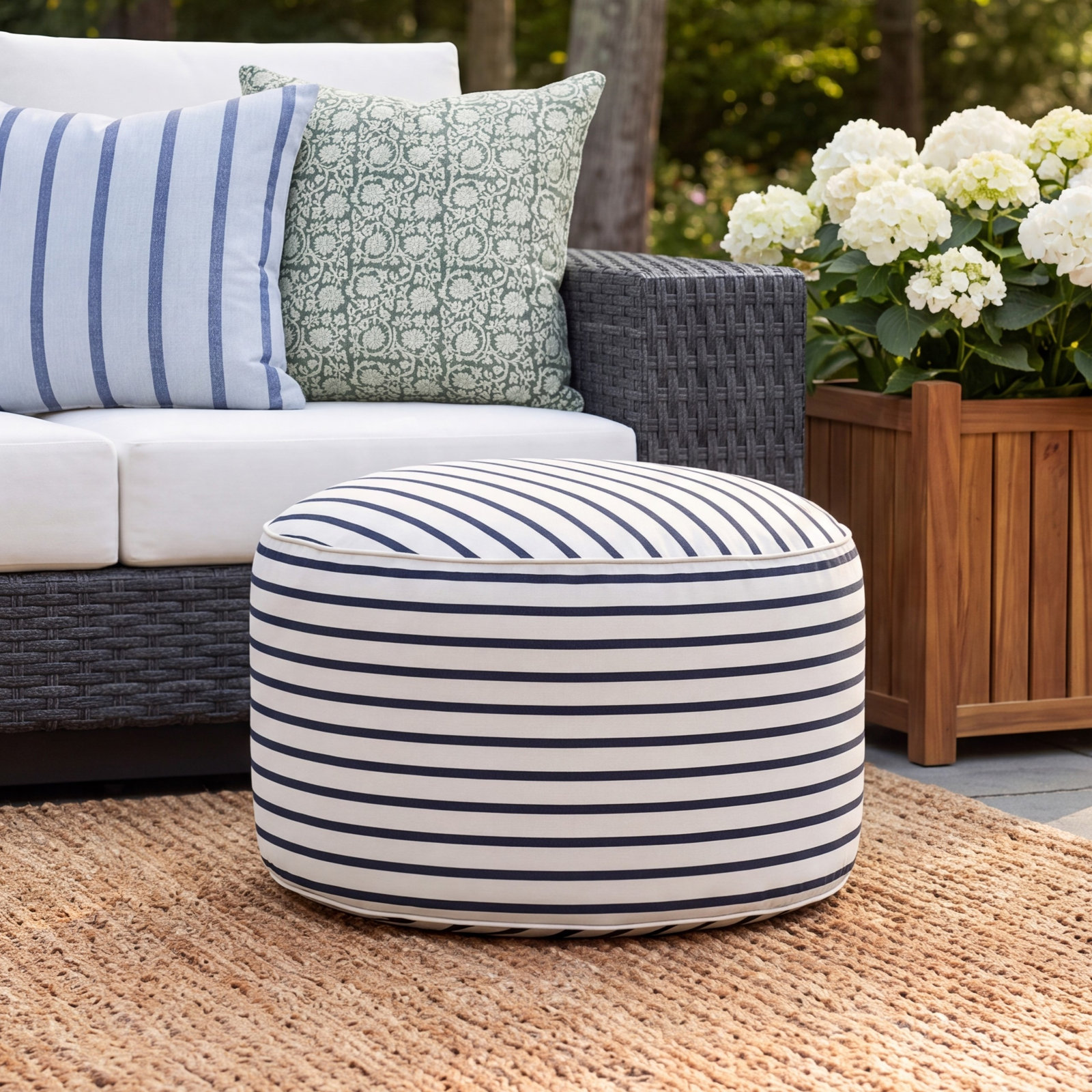 Moseley Round Upholstered Outdoor Ottoman