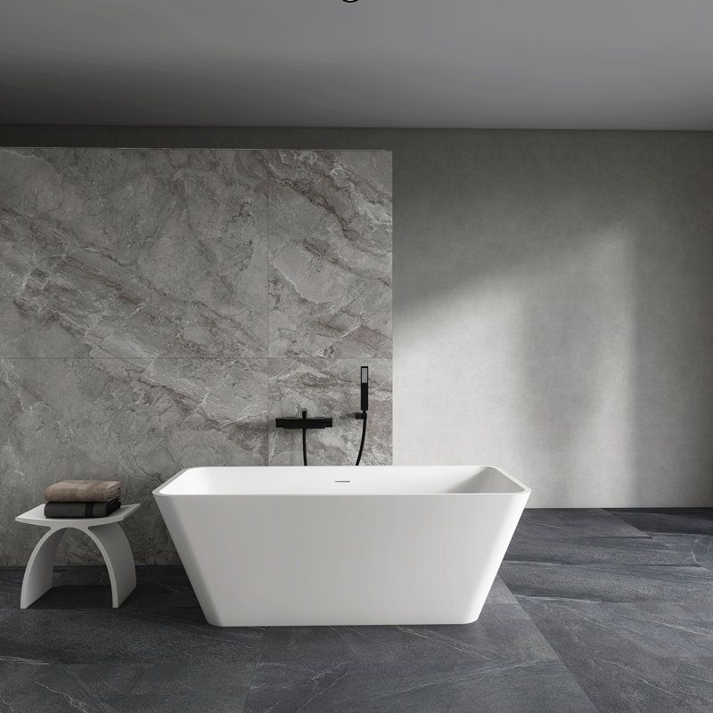 Baignoire de trempage autoportante à surface solide de 67 pouces pour salle de bain