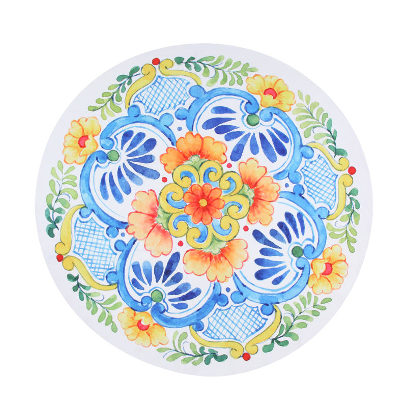 Colorful Floral Round Fabric Tablecloth, 70-inch