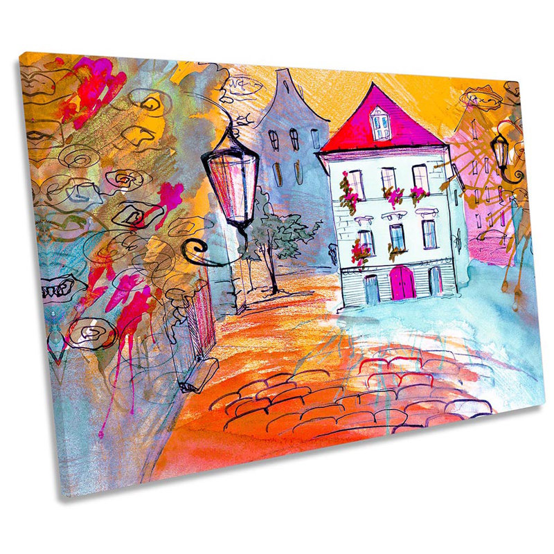 Village Floral Summer - Wrapped Canvas Print, 30.5cm H x 45.7cm W x 2cm D
