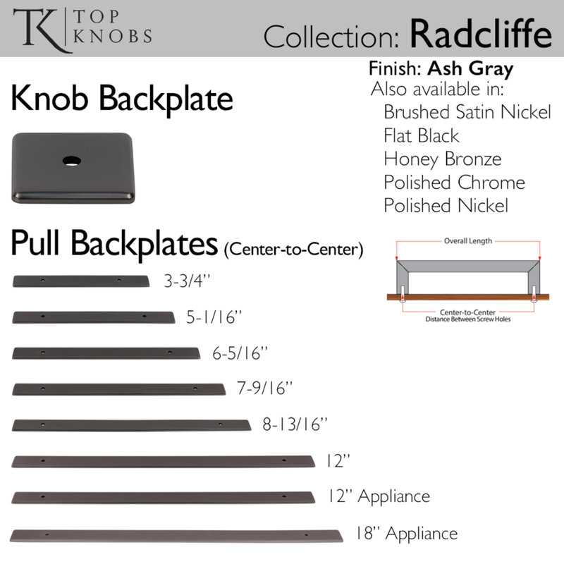 Radcliffe Pull Backplate, Ash Gray