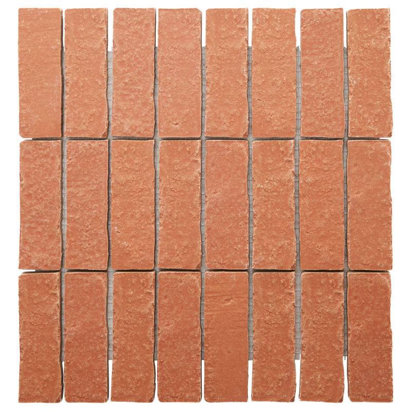 Brixon 12x12 Stacked Matte Porcelain Mosaic Tile, Canyon Red