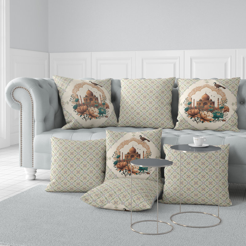 Housse de coussin en polyester Mughal Splendor Alizayah, 16 po x 16 po
