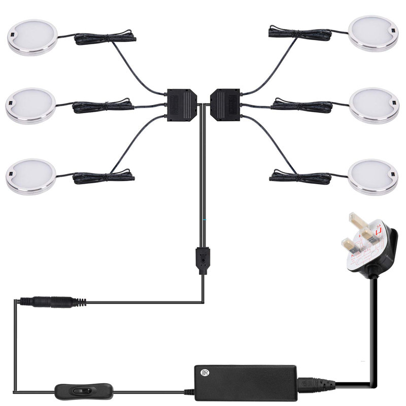 Upgraded Touchless Dimmable Under Cabinet Lighting Kit - 6 Pack LED Kitchen Cabinet Lights With Hand Wave Control (4000K Natural White)