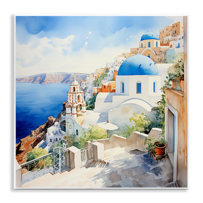 Ba-029-Framed " Santorini City Landscape " by LSR Design Studio